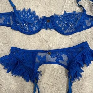 Eats Blue Lace Lingerie Set